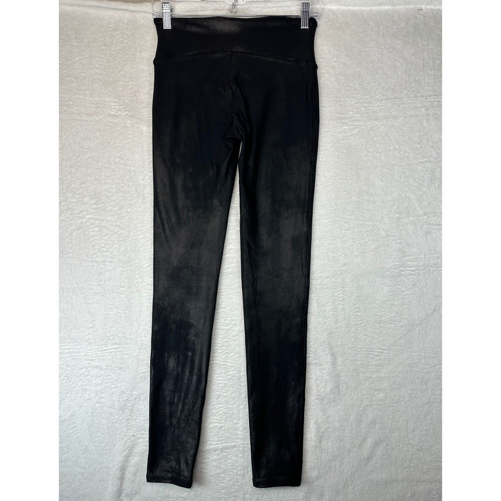 Spanx Faux Leather Leggings Womens M Black High Waisted Compression 1429